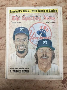 The Sporting News March 8,1975 Bobby Bonds And Catfish Hunter Cover Art By Perry - Picture 1 of 5