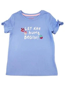 Girls Let The Hunt Begin Flip Sequin Easter Egg Tee Shirt Top T-Shirt - Picture 1 of 1