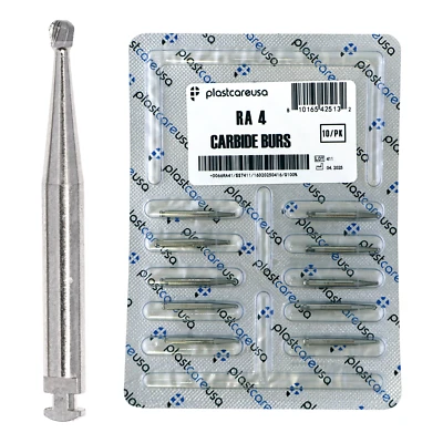 10 RA4 Round Carbide Dental Burs Slow Speed Handpiece Friction Grip Drill Bits - Image 1 of 4