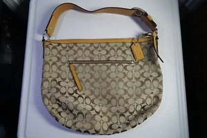 Coach Tan Signature Hobo Shoulder Bag Purse in GREAT Condition - Picture 1 of 12