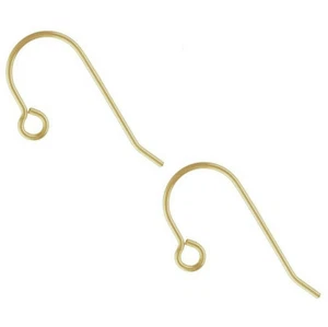 Alambre de oreja de gancho francés de oro amarillo de 14K de 16X9 mm 2 piezas o 10 piezas - Imagen 1 de 1