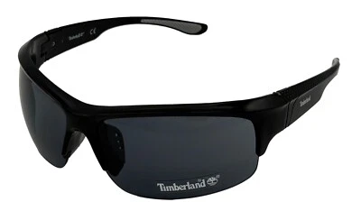 Gafas de sol Timberland para hombre envoltura rectangular de plástico negro, lente de humo TB7199. 1A Foto 1 de 4