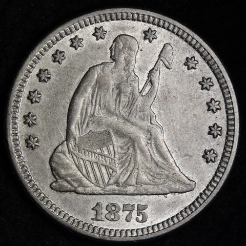 1875 Seated Liberty Silver Quarter CHOICE UNC *UNCIRCULATED* MS E281 TCNS Cover