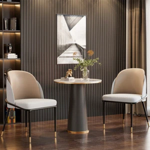 2x Dining Chairs Upholstered Kitchen Chair Leather Accent Guest Side Chairs Soft - Picture 1 of 21
