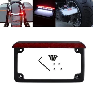 Soporte de matrícula de motocicleta universal negro marco de soporte de luz trasera LED NUEVO - Imagen 1 de 11
