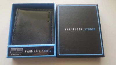 🆕 РЕДКАЯ / VAN HEUSEN STUDIO BI СЛОЖИТЬ МУЖСКОЙ БУМАЖНИК ЦВЕТ ЧЕРНЫЙ / ЗЕЛЕНЫЙ NIB - Изображение 1 из 4