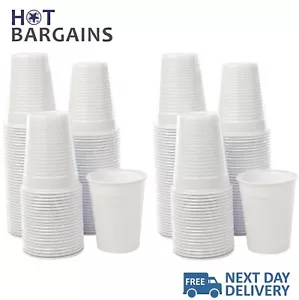 Water Cups Disposable 7oz Reusable Plastic cups White Plastic Drinking Cups UK - Picture 1 of 5