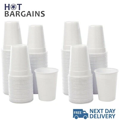 Water Cups 7oz  Disposable and Reusable White Plastic Drinking Cups - Image 1 of 4