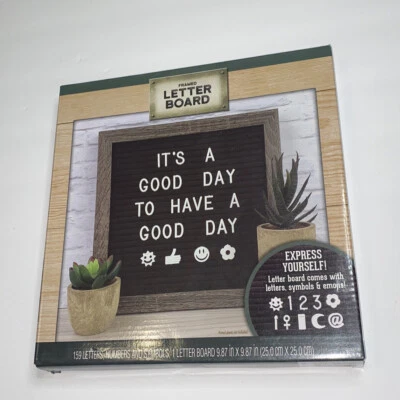 LETTER BOARD 10” X 10" WOOD FRAMED CHALK BOARD NEW IN BOX - Image 1 of 2