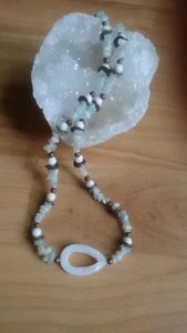 Kette aus Aquamarin und weißer Koralle+Perlmutt, handmade,  Einzelstück  - Bild 1 von 5