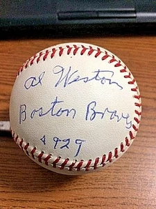 AL WESTON SIGNED AUTOGRAPHED ONL BASEBALL! 1929 Boston Braves! Boston College! - Picture 1 of 2
