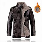 Suitable 1*Mens Coat Leather Overcoat PU Coat Faux Leather Formal Fur Lined
