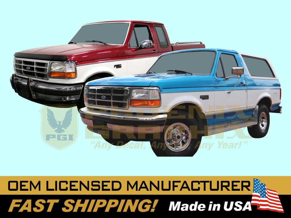 compatível com 1992-1998 Ford F250 F350 Super Duty Truck/Bronco Upr&Lwr Stripes - Imagem 1 de 1