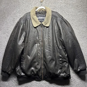 Whispering Smith Men's Size 3XL Brown Faux Leather Motorcycle PVC Quilted Jacket - Picture 1 of 14