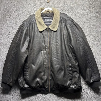 Whispering Smith Men's Size 3XL Brown Faux Leather Motorcycle PVC Quilted Jacket - Image 1 of 4