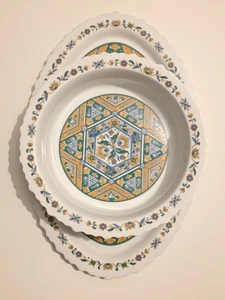 Vintage One World China Oval Serving Platter & Bowl by Sango/Japan Shalon 8010 - Picture 1 of 6