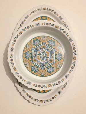 Vintage One World China Oval Serving Platter & Bowl by Sango/Japan Shalon 8010 - Image 1 of 4