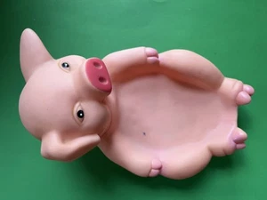 Seltener Vintage Gummi schwimmendes Schwein Seifenschale Halter - Bild 1 von 8