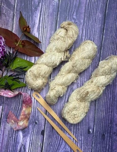 Unique Raw Rustic UnBleached Jhorie Silk Yarn. Neutral Knitt Weave 60g - Picture 1 of 11