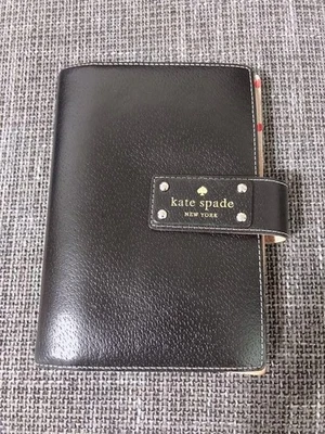 [kate spade] Black leather notebook cover, 6-hole type - Image 1 of 4