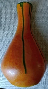 Vintage Hungarian Pottery Vase 1960s Orange And Green - Picture 1 of 6
