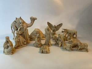 Belén Cerámico De Colección 16 Piezas Crema Bronceado Acabado Mate Pequeño Sabio Familia - Imagen 1 de 18