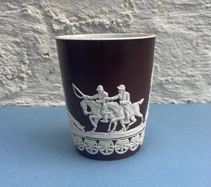 Vintage Antik Copeland Braun Jasperware Jagdszene Becher Trinkbecher - Bild 1 von 7