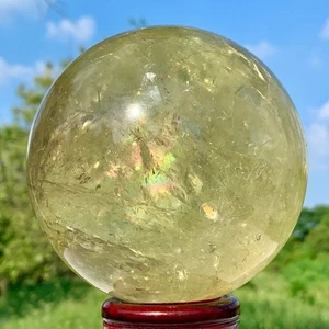 Arcobaleno 4,32LB!Cristallo Giallo Naturale Quarzo Sfera Citrino Meditazione Minerale - Foto 1 di 23