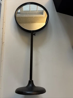 Soporte de espejo redondo de altura ajustable industrial de metal marrón negro Foto 1 de 4