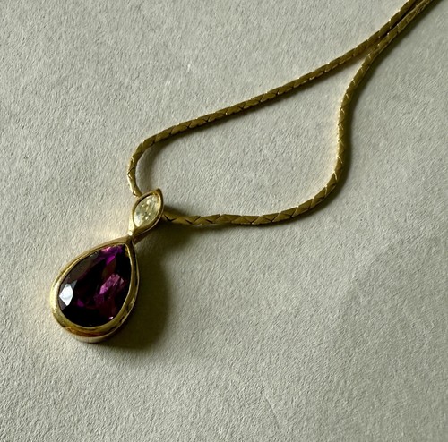 Collana vintage firmata Christian Dior oro ametista viola pendente a goccia