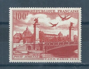 Frankreich 1949 Telefonkongress Luftpost 100f braun rot Stempel. postfrisch. Sg 1076 - Bild 1 von 2