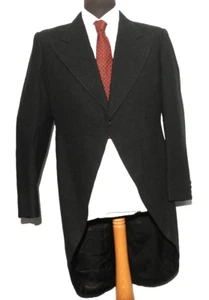 VINTAGE TAILORED MORNING COAT HEAVY WEIGHT SIZE 38''R CHARCOAL 1940’s - Picture 1 of 12