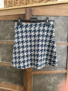 Brooks Brothers Fleece Girls L Navy Grey Houndstooth A Line Skirt NWT - Picture 1 of 6