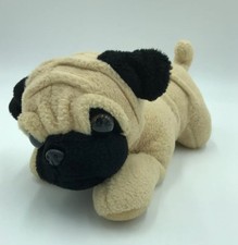 Pug Fog Puppy Tan Black Flopsie 13” Plastic Eyes Nose Aurora Plush Stuffed R