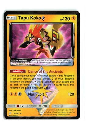 TAPU KOKO 51/181 HOLO RARE PRISM POKEMON TCG NM - Image 1 of 2