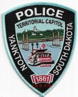 Yankton Police "Territorial Capitol", SD (4" x 5") shoulder police patch (fire)