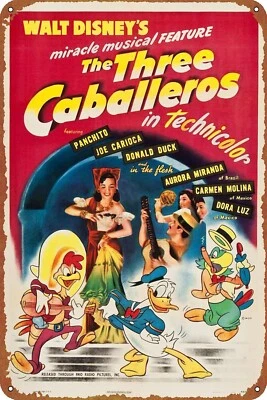 Carteles de Los Tres Caballeros de Disney Letrero de Metal Lata Retro Decoración de Pared 8x12 Pulgadas Foto 1 de 4