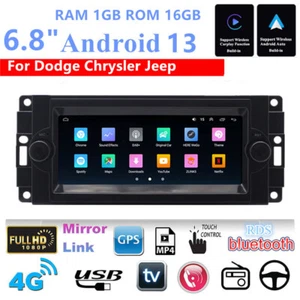 6.8'' Android 13 1+16GB Car Stereo Radio GPS Navigation For Dodge Chrysler Jeep - Picture 1 of 23