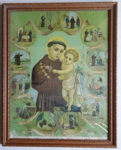 Antique Rare Icon with Life and Miracles of St. Anthony of Padua Chrome A.G.B - Picture 1 of 8