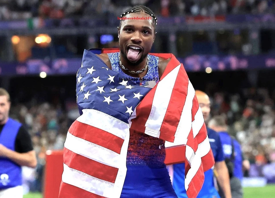 OLYMPICS 2024 Photo 8.5x11 Noah Lyles 100m Men's Race Track Field Summer Paris - Image 1 of 1