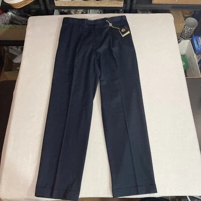 T Harris - London - Mens 36x34 Navy Pants Pleated And Cuffed Hems NWT - Image 1 of 4