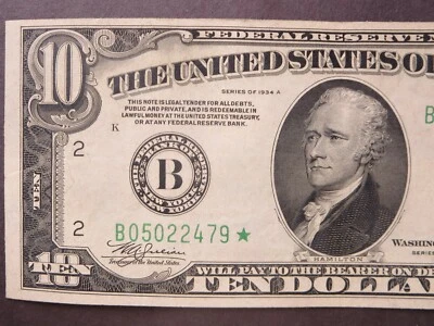 $10 1934 a federal reserve Star note   B-New York  22-083 - Image 1 of 3