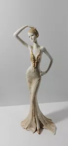 Art Decor Broadway Belles Lady Figure Gold Glitter Midnight Shimmer 13" Ornament - Picture 1 of 10