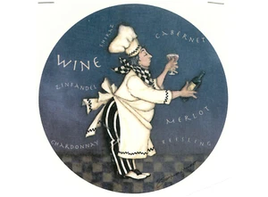 Wine Steward with Background Overglaze Ceramic Decals - Picture 1 of 1