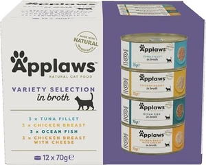Applaws Natural Wet Cat Food, Multipack Chicken and Fish Selection in Broth 70 g