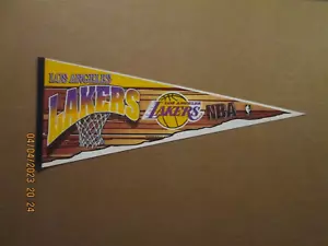 NBA Los Angeles Lakers Vintage Circa 1990's Team Logo Basketball Net Pennant - Picture 1 of 1