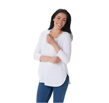 Susan Graver Weekend Essentials Regular Comfy Cotton Tunic White Large A390479
