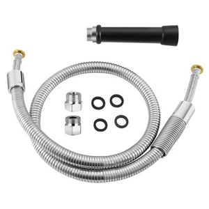 44” Stainless-Steel Pre Rinse Hose with Heat Resistant Black Handle for Comme... - Picture 1 of 6