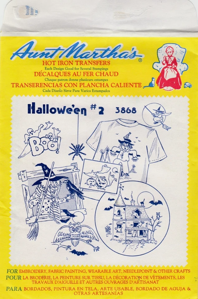 Aunt Martha's /COLONIAL PATTERNS HOT IRON TRANSFER HALLOWEEN 2 # 3868 - Image 1 of 2