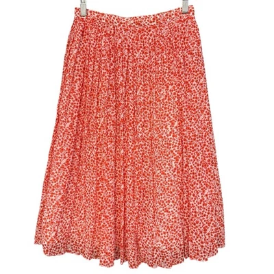 J.Crew Women’s 00 XS Skirt Red Floral Print Pleated A-Line Lined Midi Polyester - Image 1 of 4